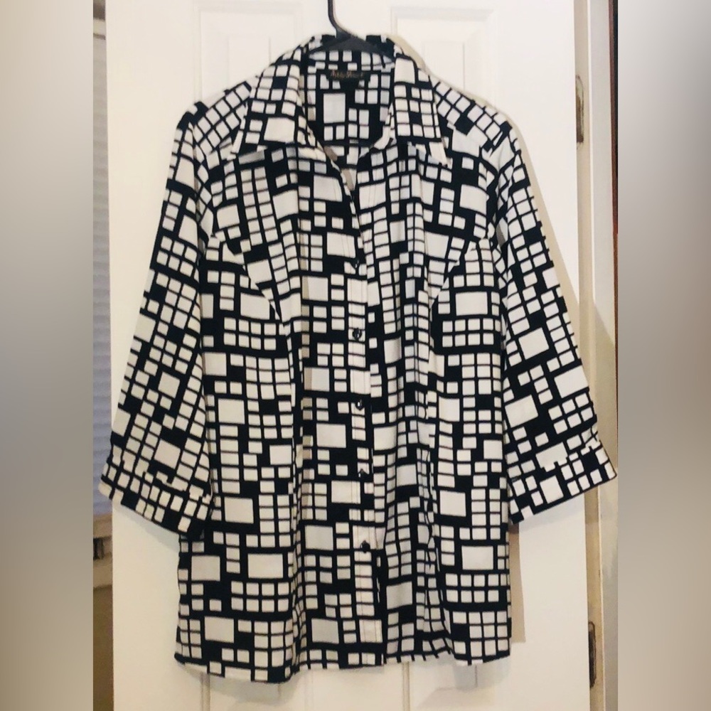 Ashley Stewart 3/4 Sleeve Button Down Blouse Sz 16W